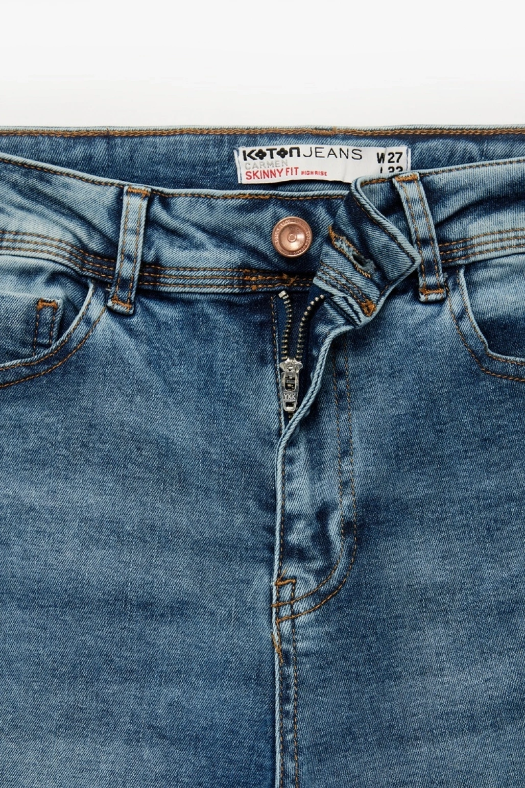 Yüksek Bel Düğmeli Cepli Dar Paça Skinny Jean Pantolon - Skinny Jeans