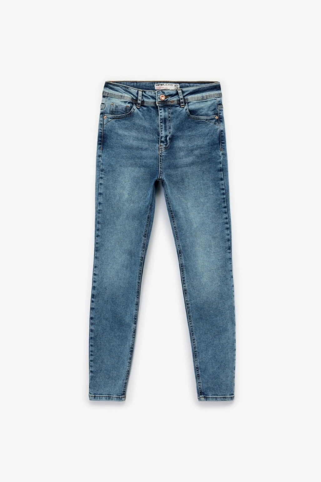 Yüksek Bel Düğmeli Cepli Dar Paça Skinny Jean Pantolon - Skinny Jeans