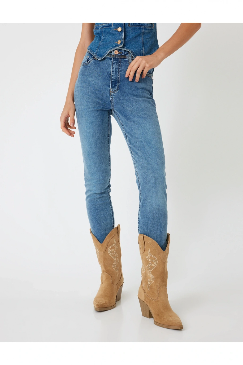 Yüksek Bel Kot Pantolon Skinny Push Up Fit - Skinny Jean