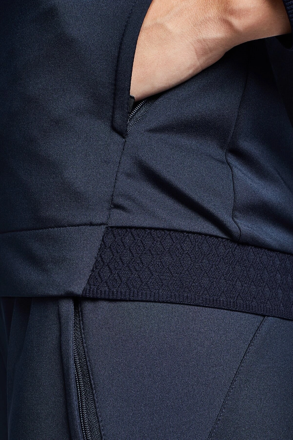 Koyu Lacivert Kadın Fermuarlı Kapüşonlu Sweatshirt 20b-2015