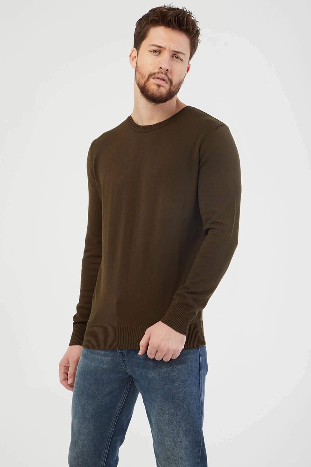 Bisiklet Yaka Kazak Haki / Khaki