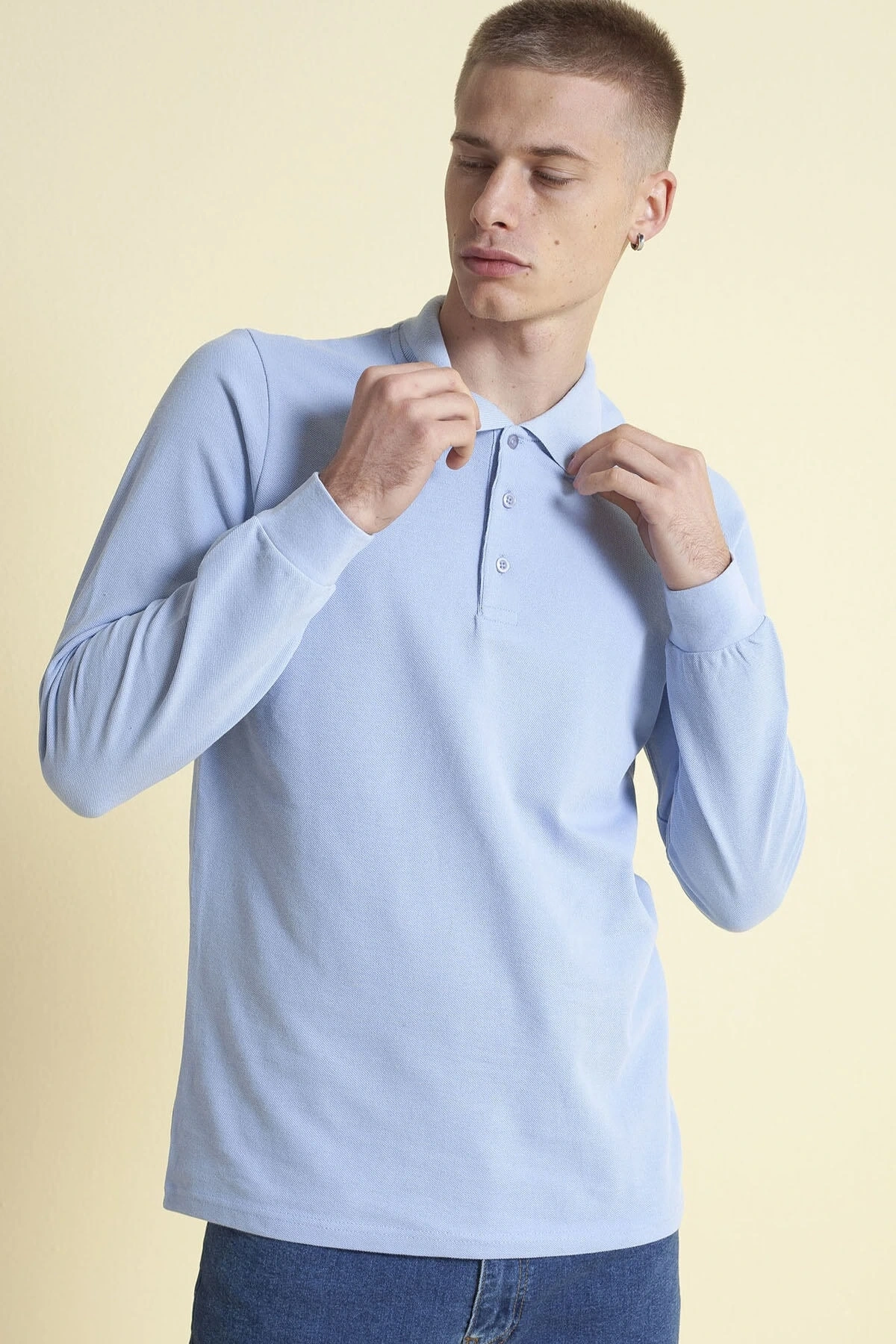 Polo Yaka Sweatshirt Mavi