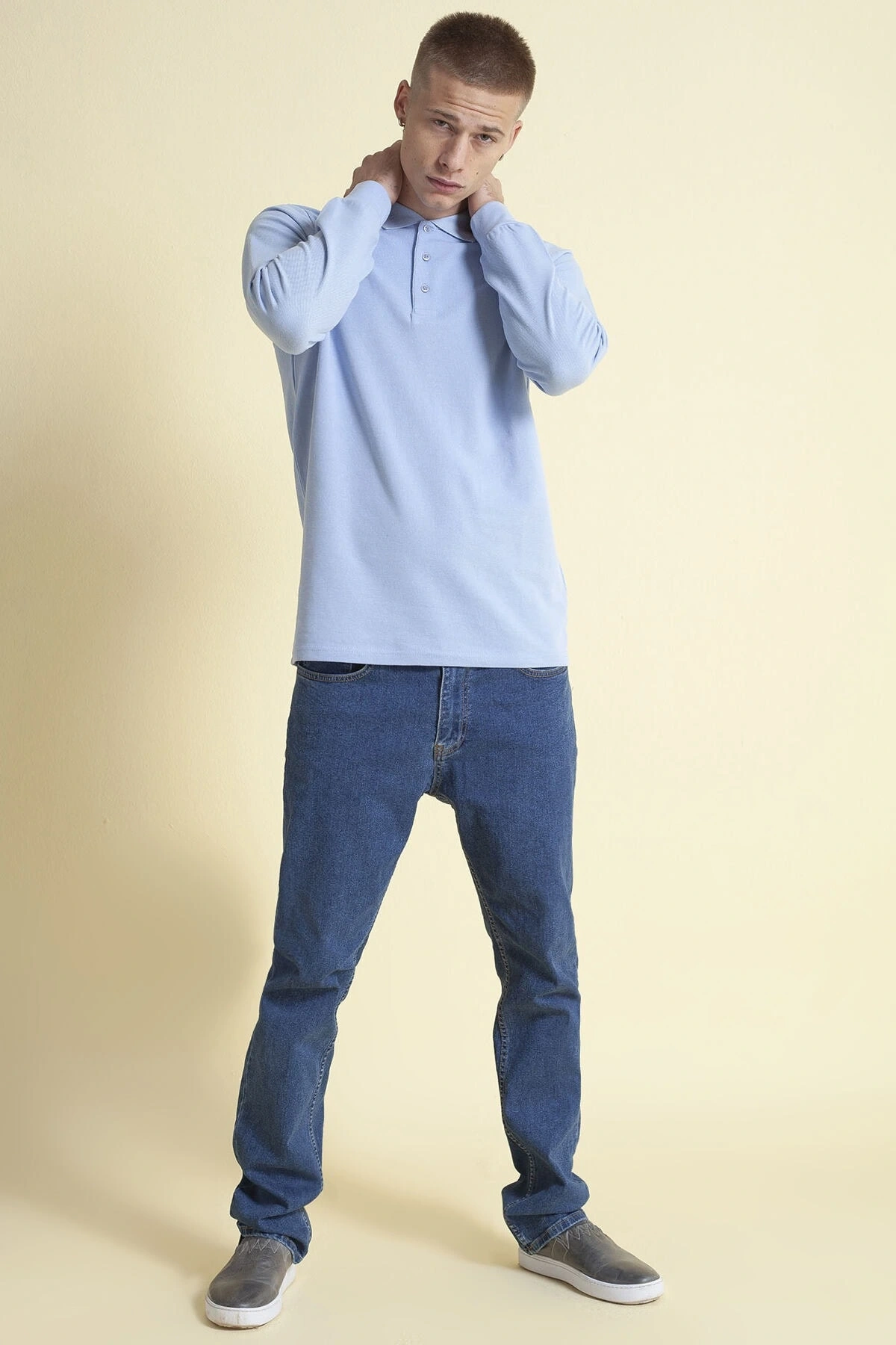 Polo Yaka Sweatshirt Mavi