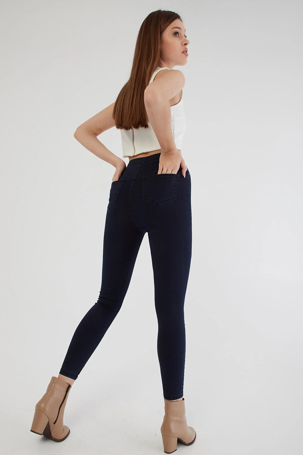 Yüksel Bel Skinny Jean Pantolon Mavi