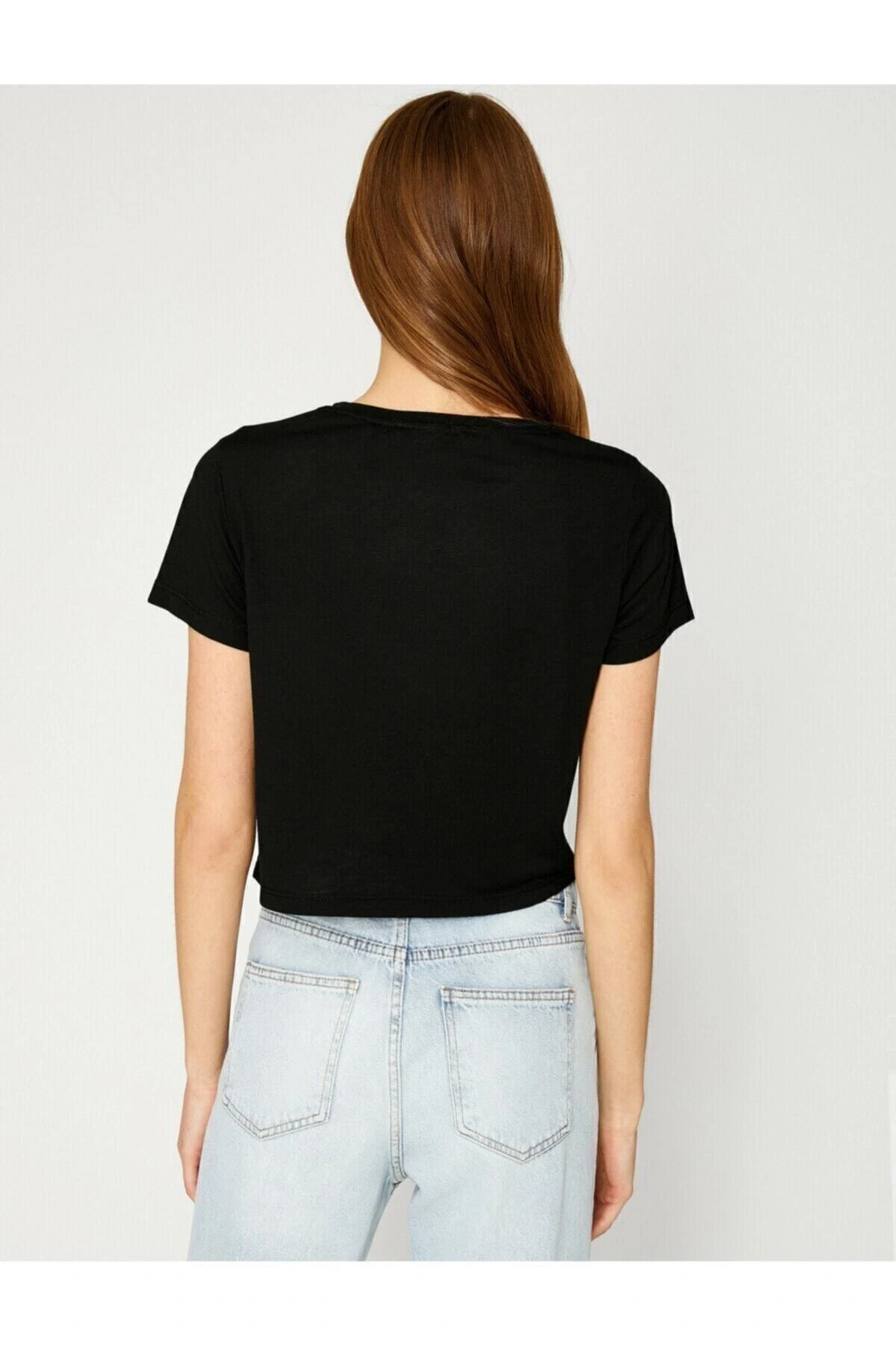 Kadın Bisiklet Yaka Kisa Kollu T-Shirt