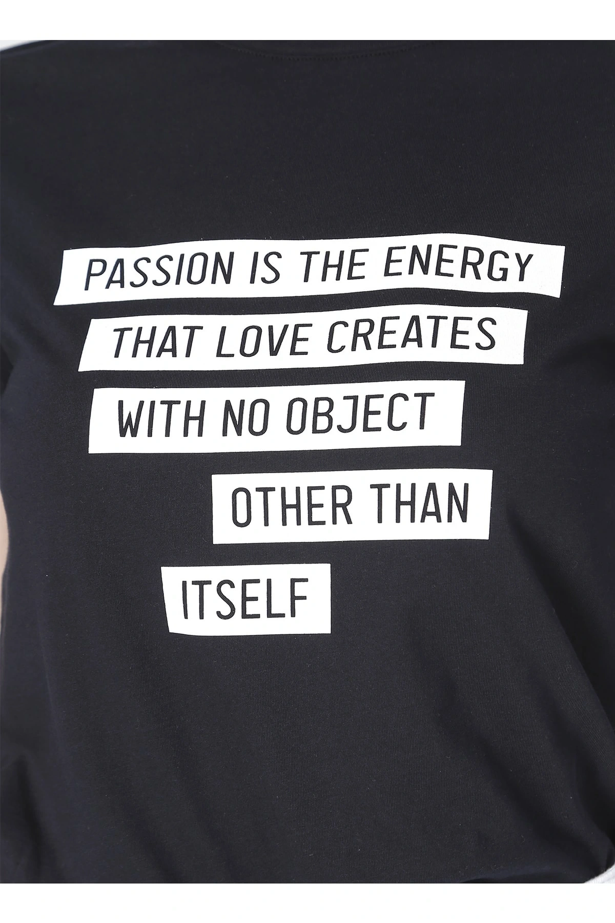 Kadın Baskılı Lacivert Bisiklet Yaka T-shirt