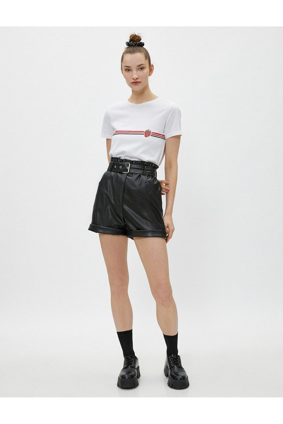 Baskılı Tişört Bisiklet Yaka Pamuklu