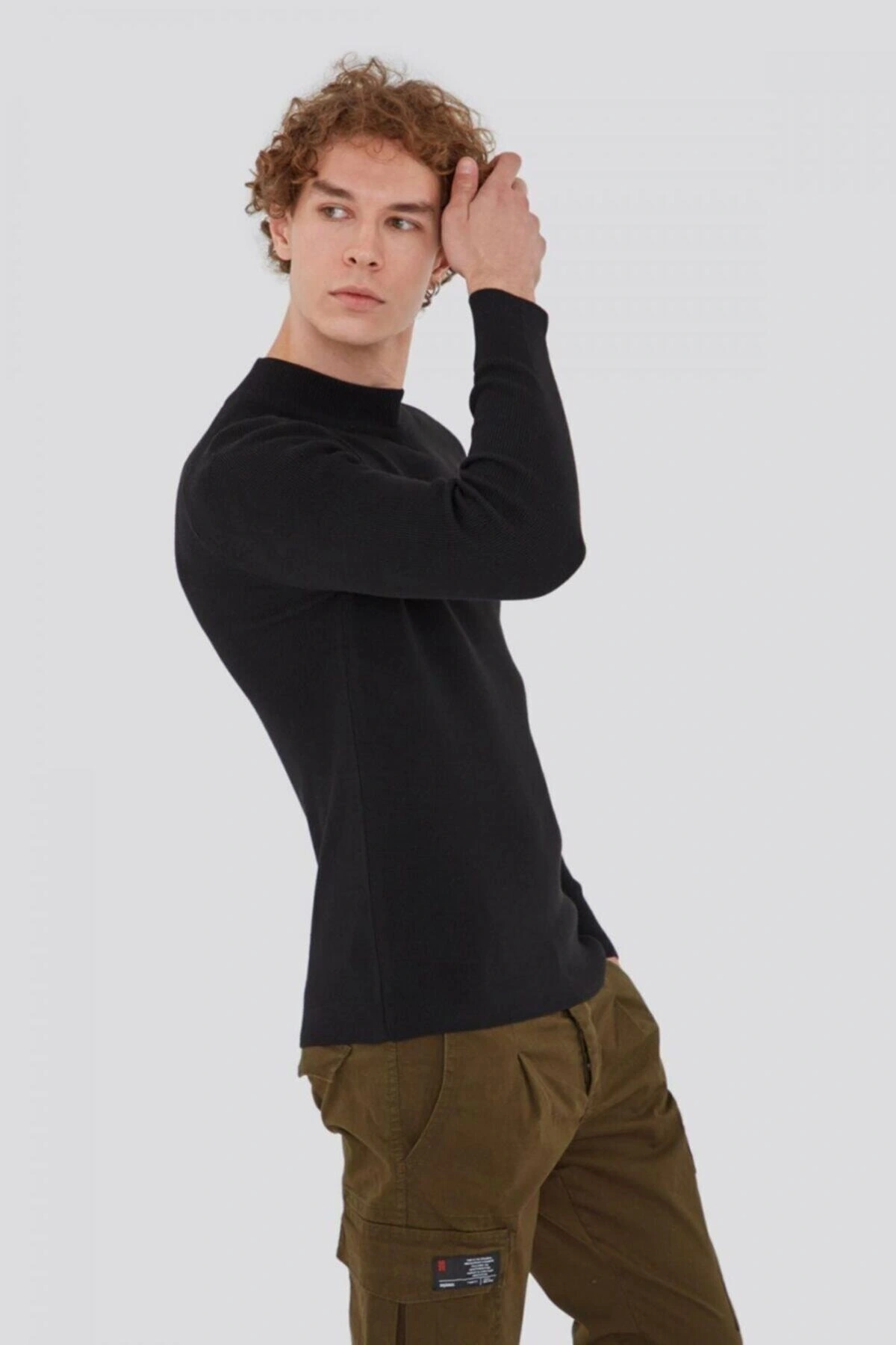 21k0316e1 Erkek Balıkçı Yaka Kazak