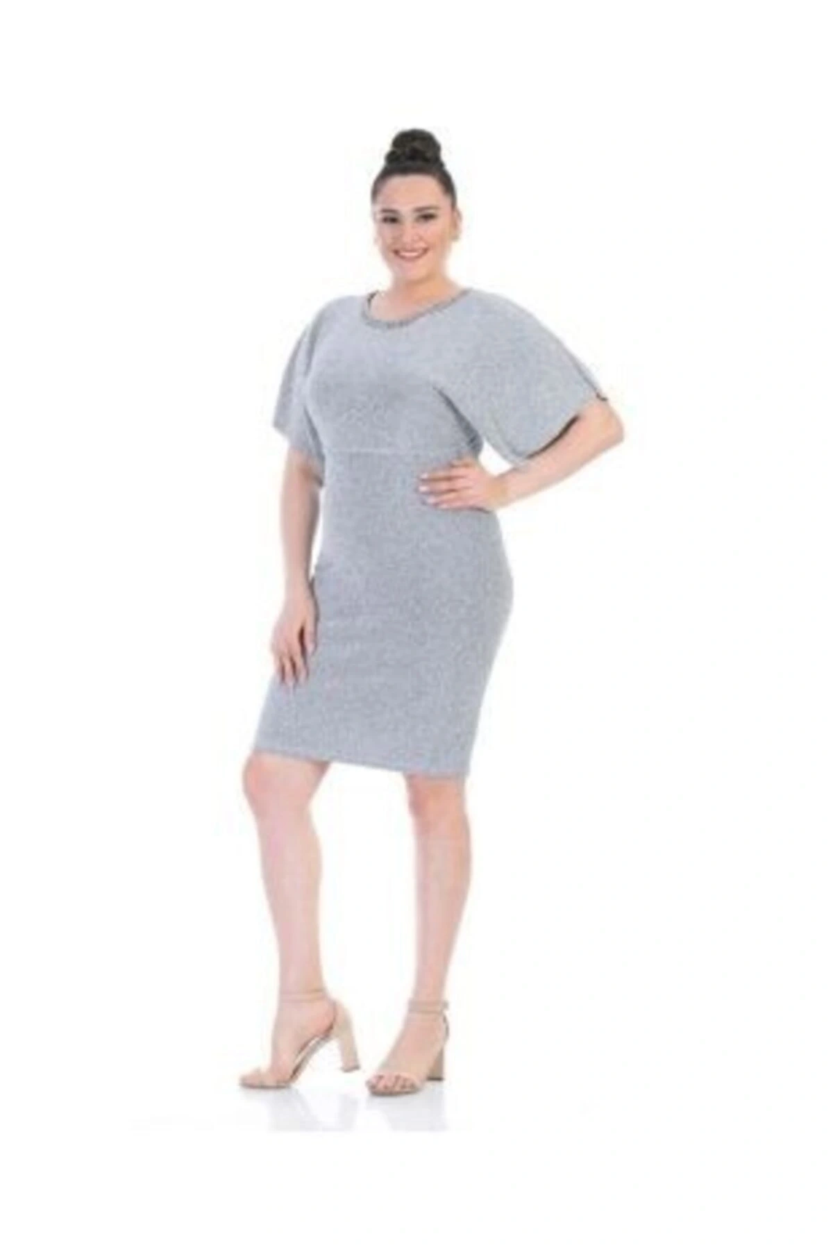 Yakası Taşlı Battal Abiye Elbise