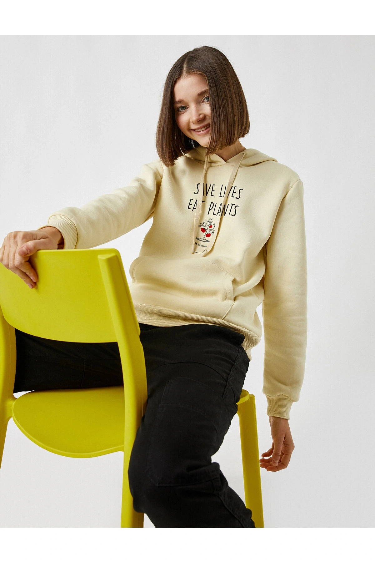 Baskılı Kapüşonlu Sweatshirt