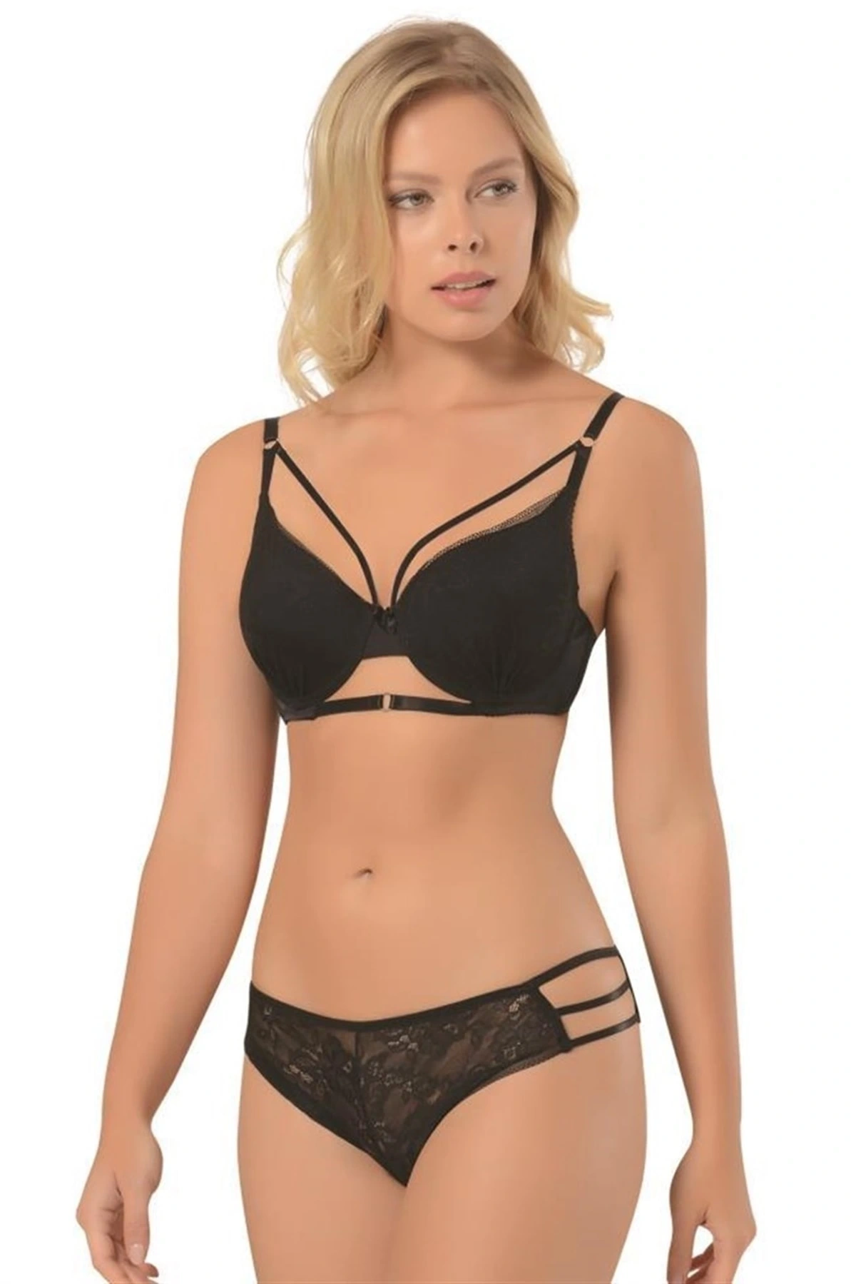 Kadın Siyah Desteksiz Sütyen Takım