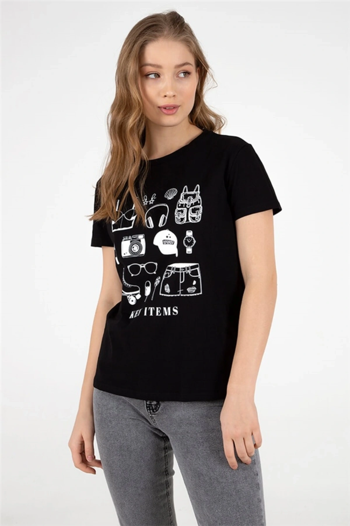 Baskılı Tişört Siyah
