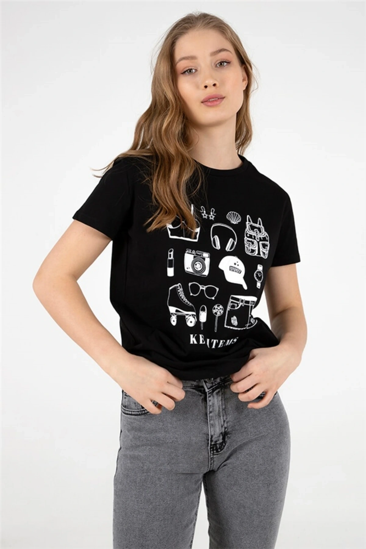 Baskılı Tişört Siyah