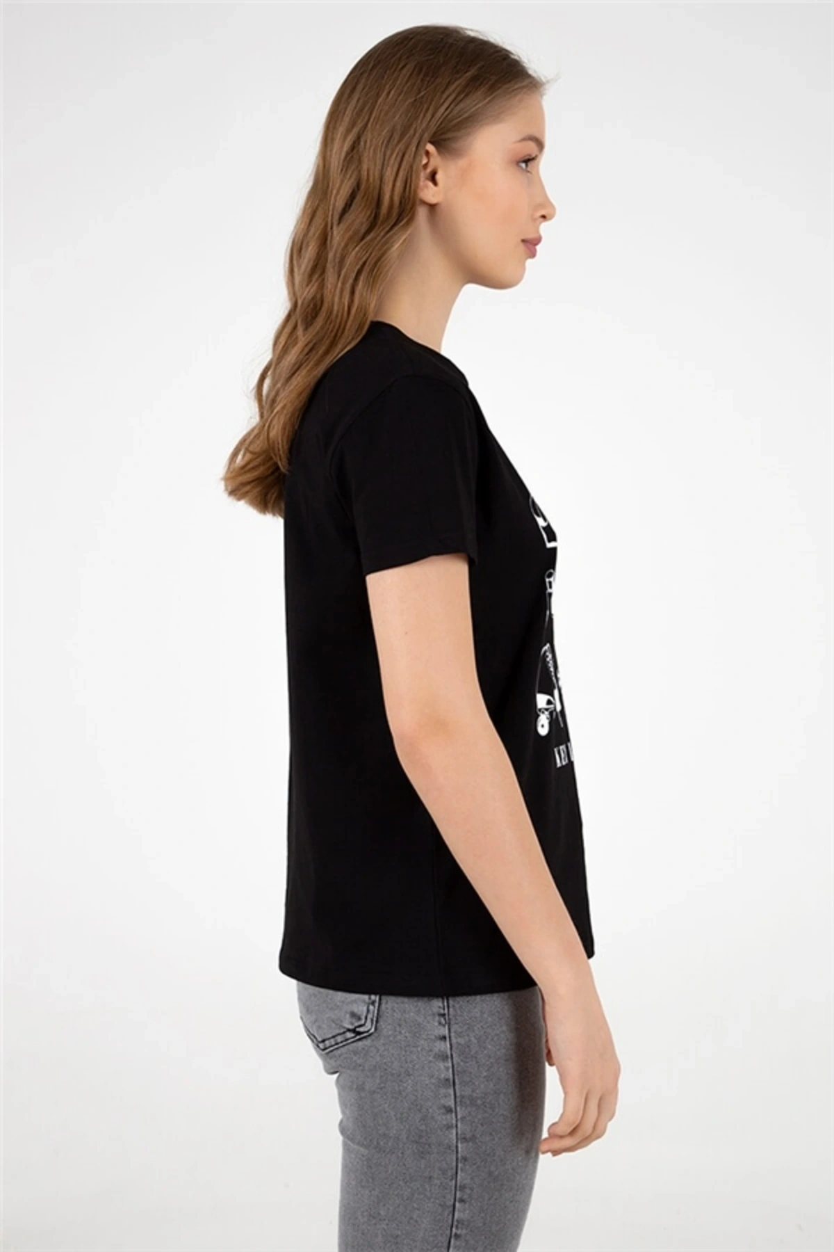 Baskılı Tişört Siyah