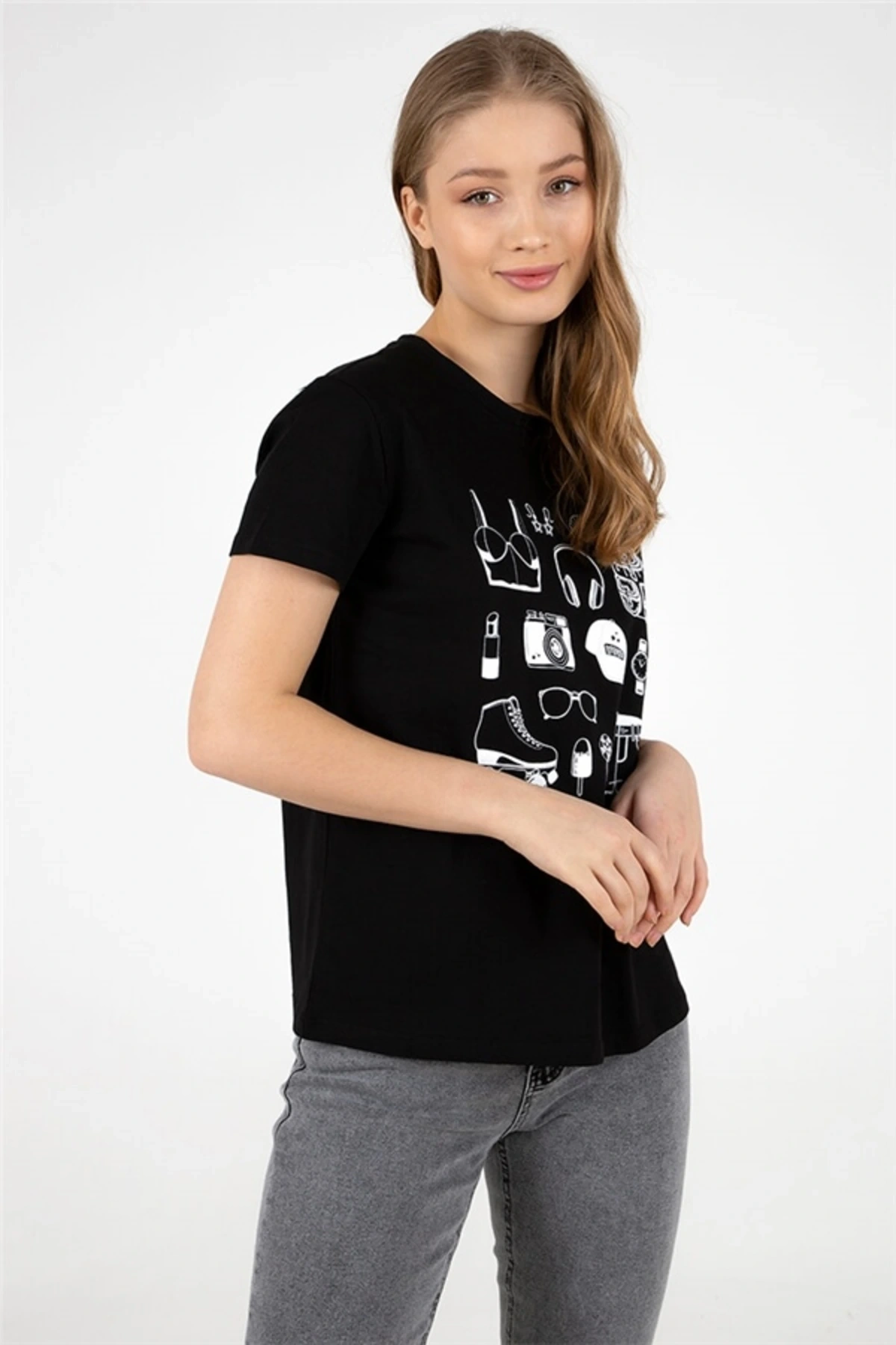 Baskılı Tişört Siyah