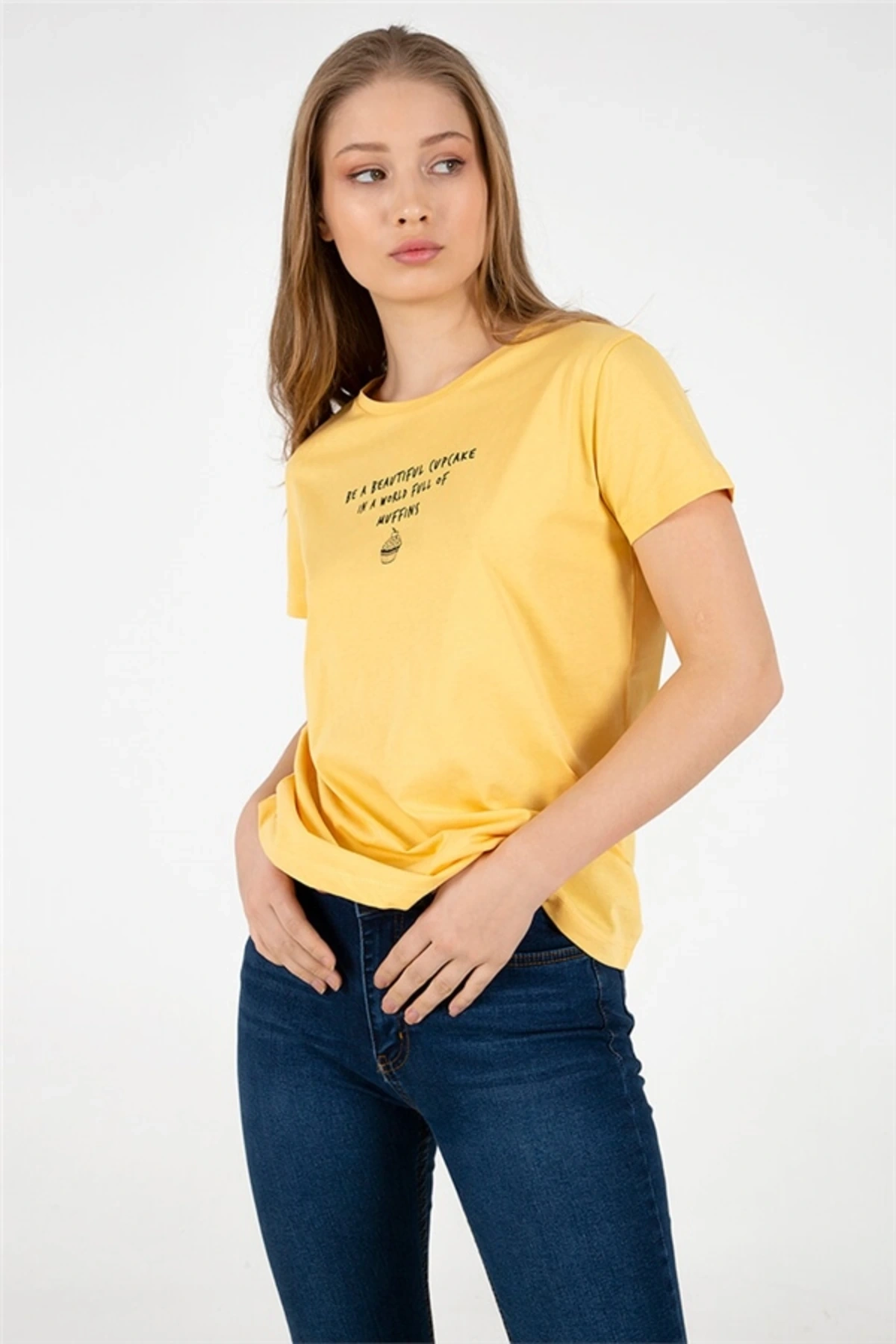 Baskılı Tişört Sarı