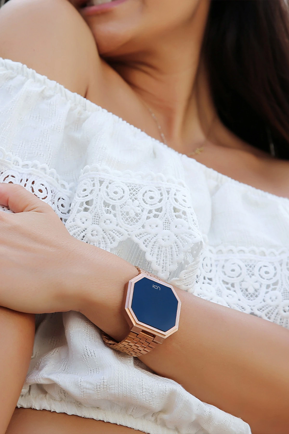 Unisex Pembe Altın Edge Mini Shiny Saat 1452