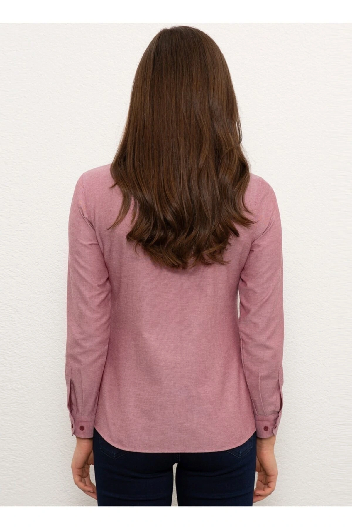 Kadın Bordo Slim Fit Gömlek