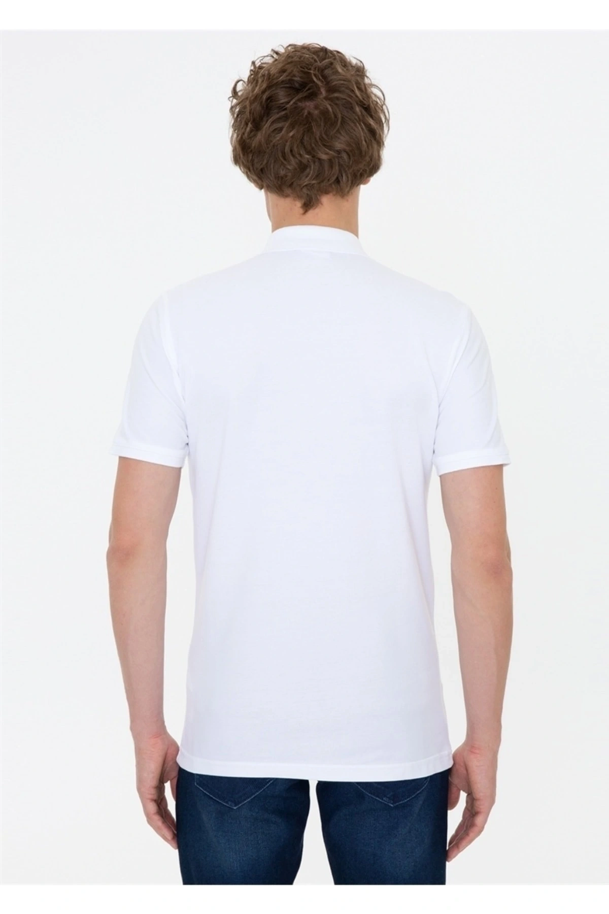 Polo Yaka Slim Fit Beyaz Erkek T-shirt