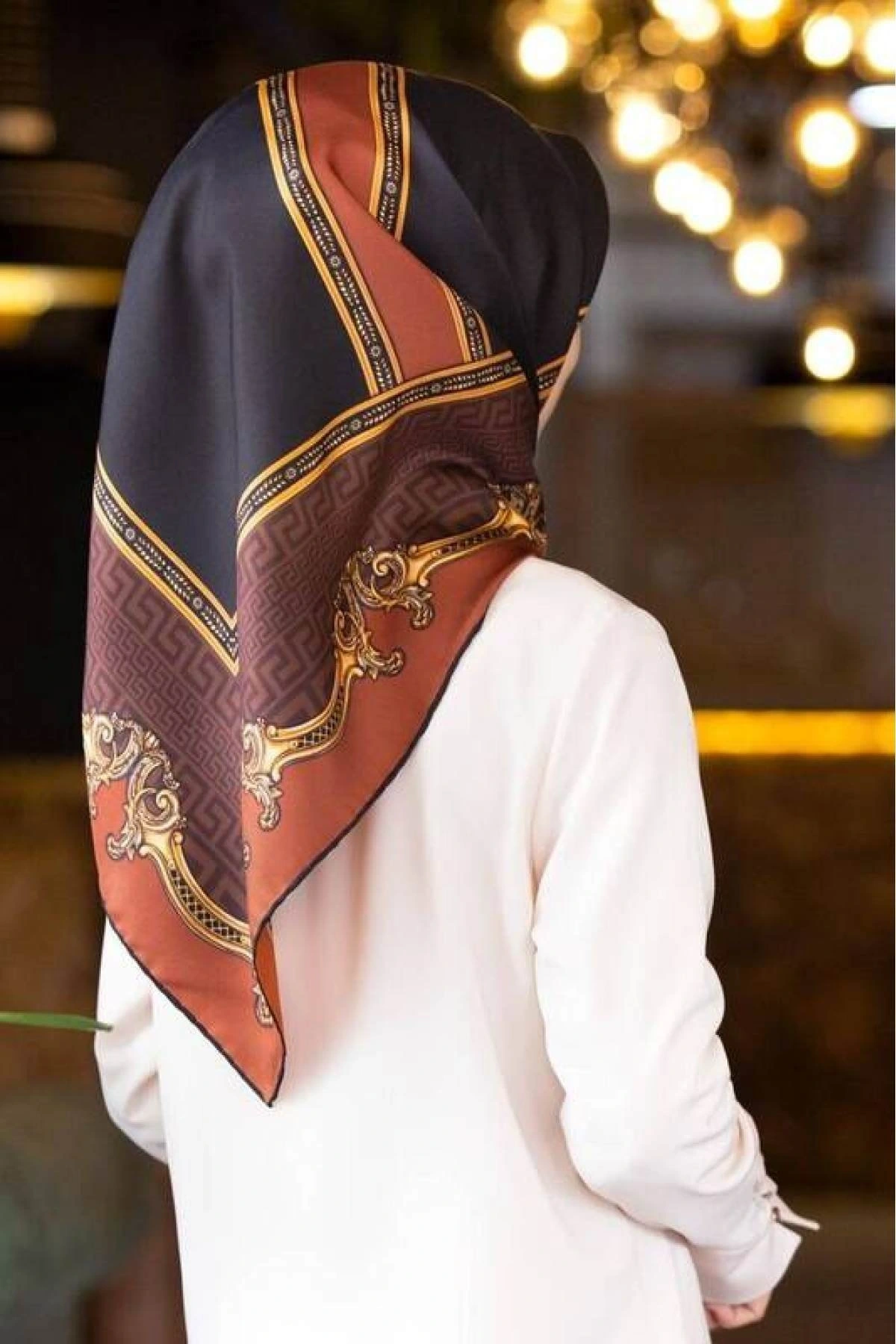 Kadın Twill Ipek Eşarp Taba Kahverengi