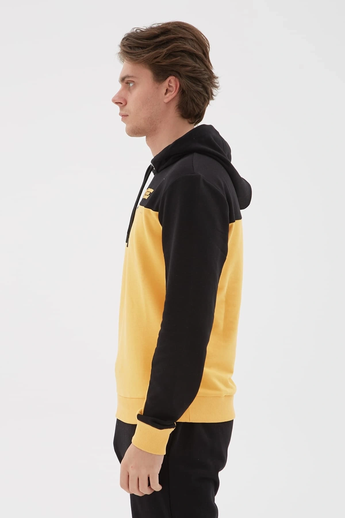 Baskılı Kapüşonlu Sweatshirt Hardal / Mustard