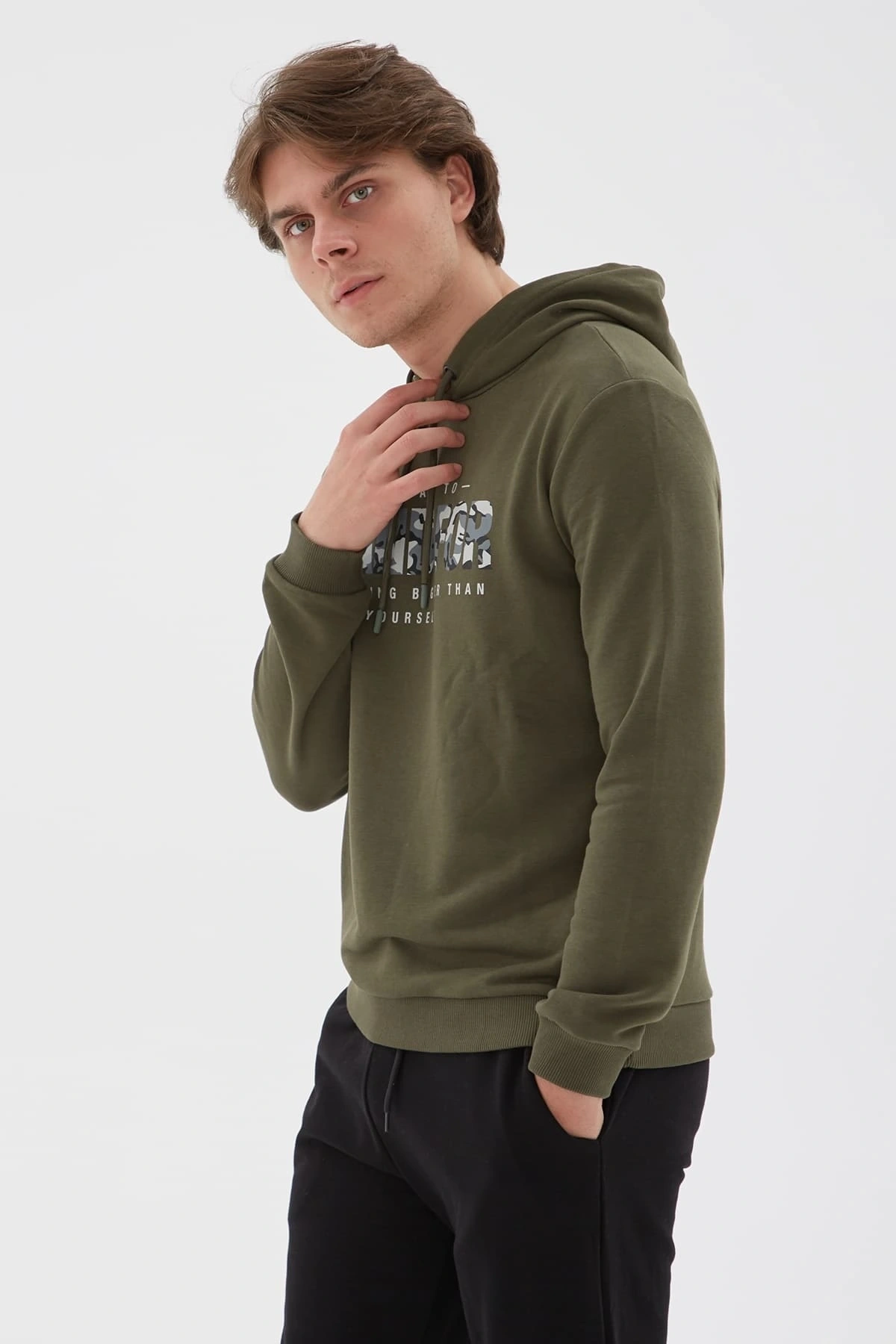 Baskılı Sweatshirt Haki / Khaki