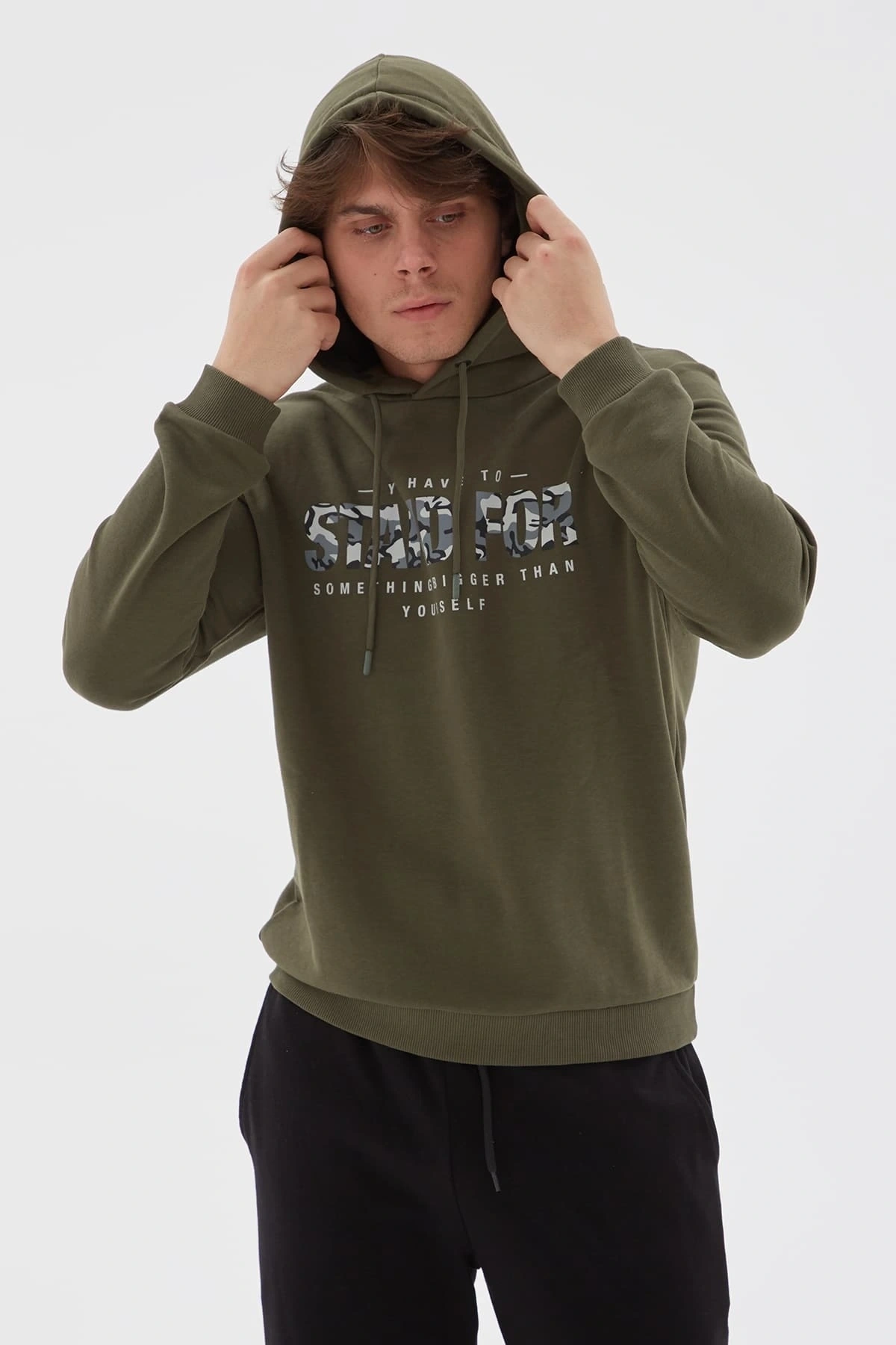 Baskılı Sweatshirt Haki / Khaki