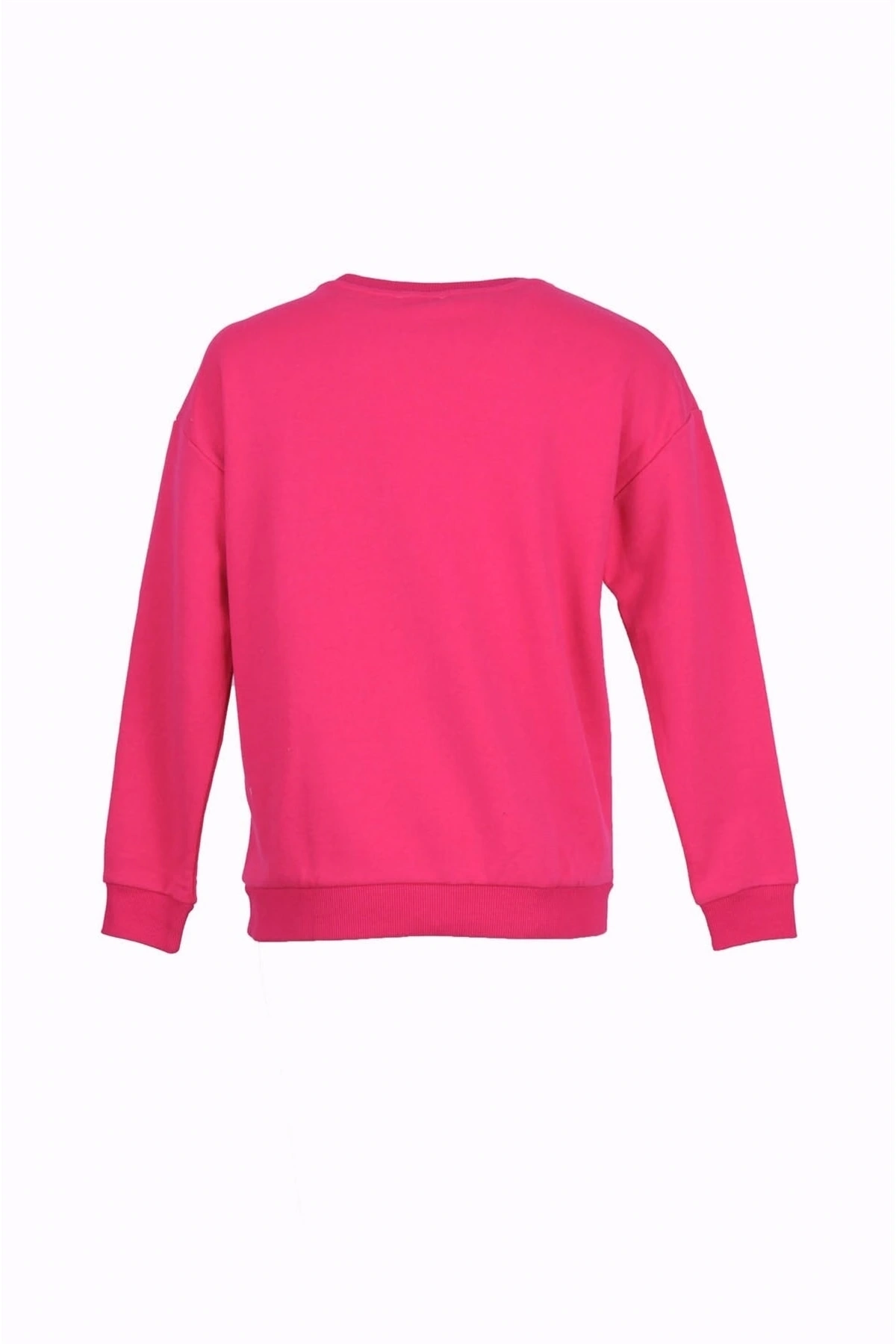 Bisiklet Yaka Baskılı Fuşya Kadın Sweatshırt 22k0572k1