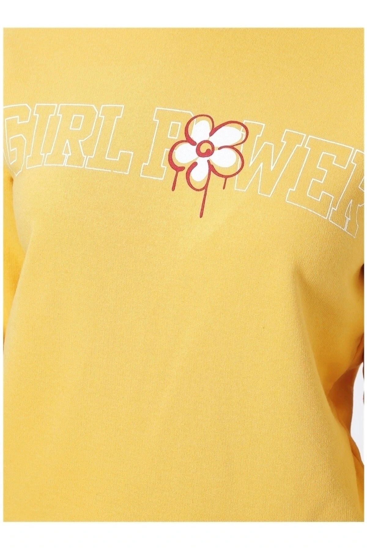 Baskılı Hardal Kadın Sweatshırt 22k0573k1