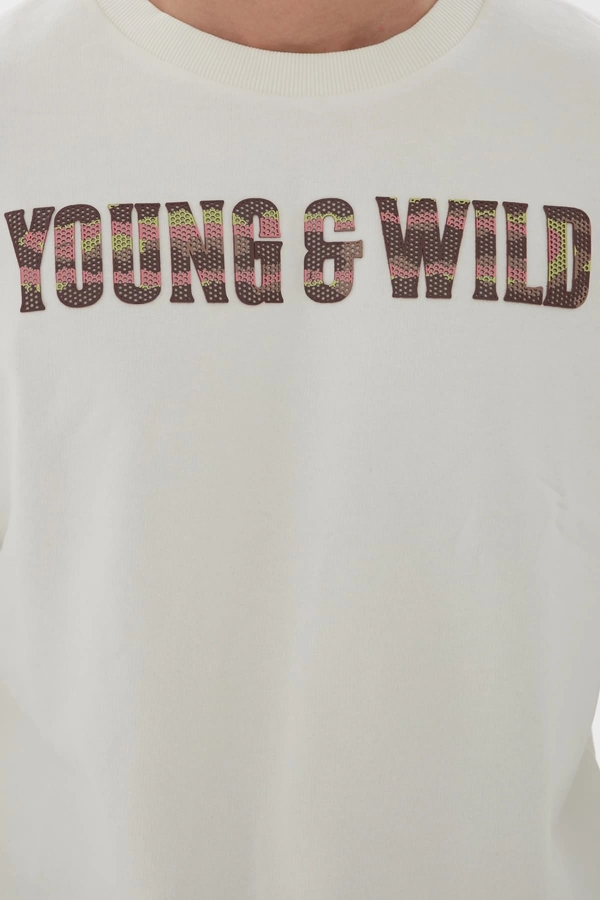 Bisiklet Yaka Baskılı Sweatshirt