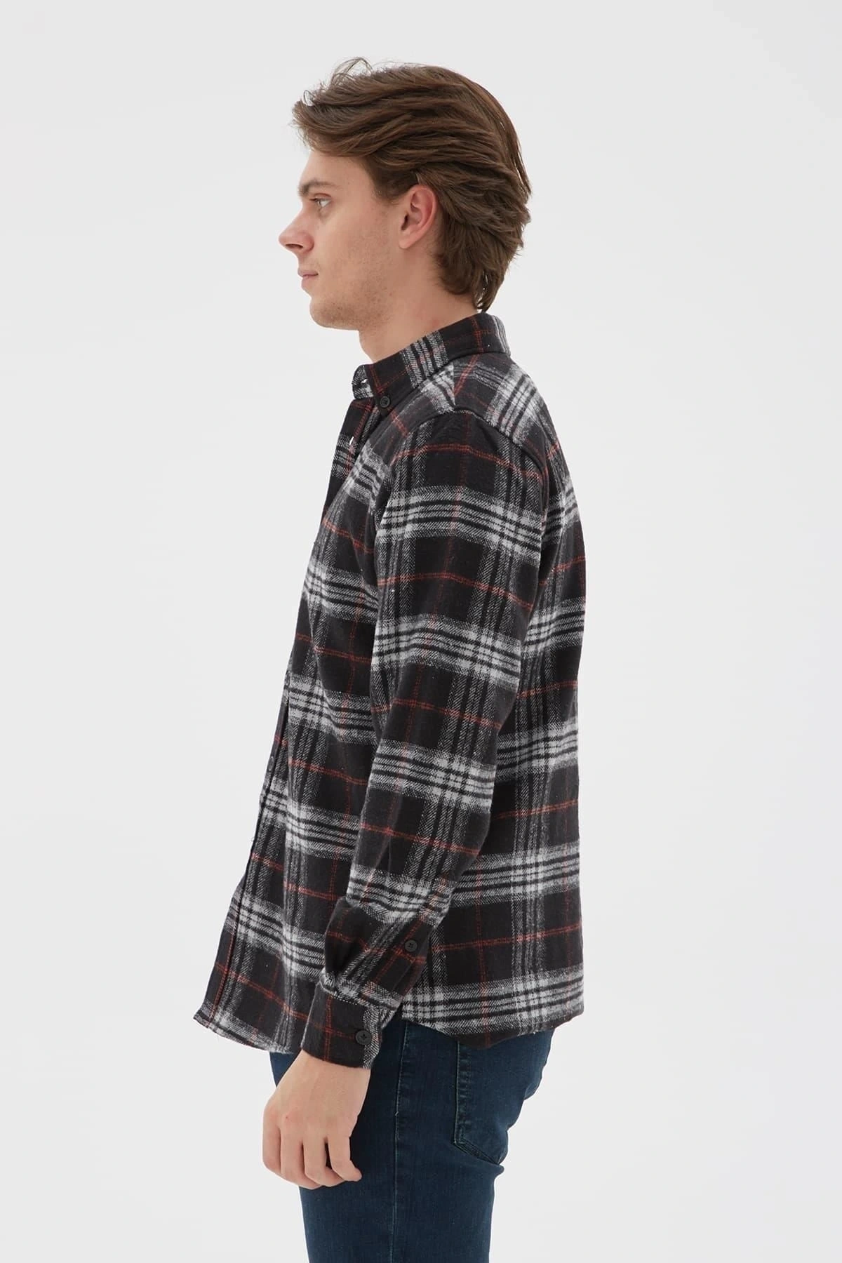 Ekose Desenli Gömlek Gri