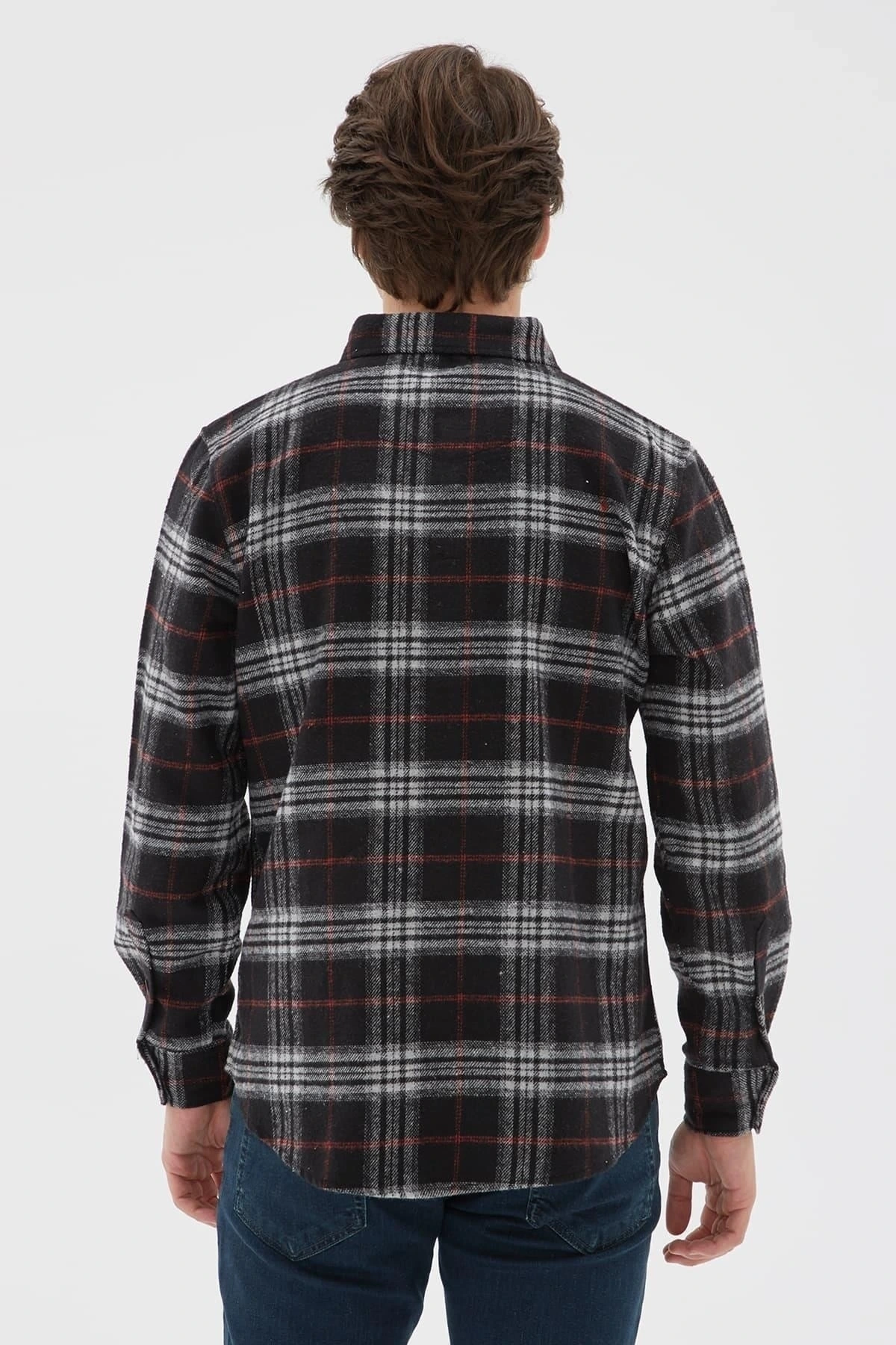 Ekose Desenli Gömlek Gri