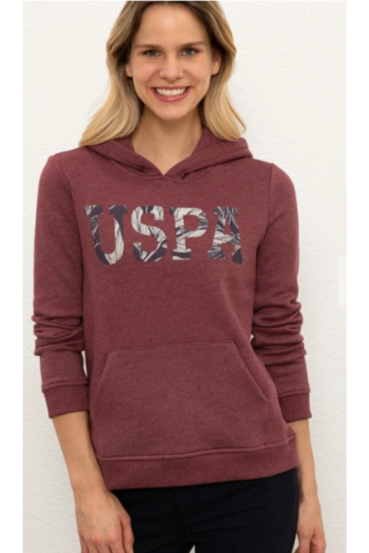 U.S. Polo Assn. Kapüşon Yaka Baskılı Pembe Kadın Sweatshırt