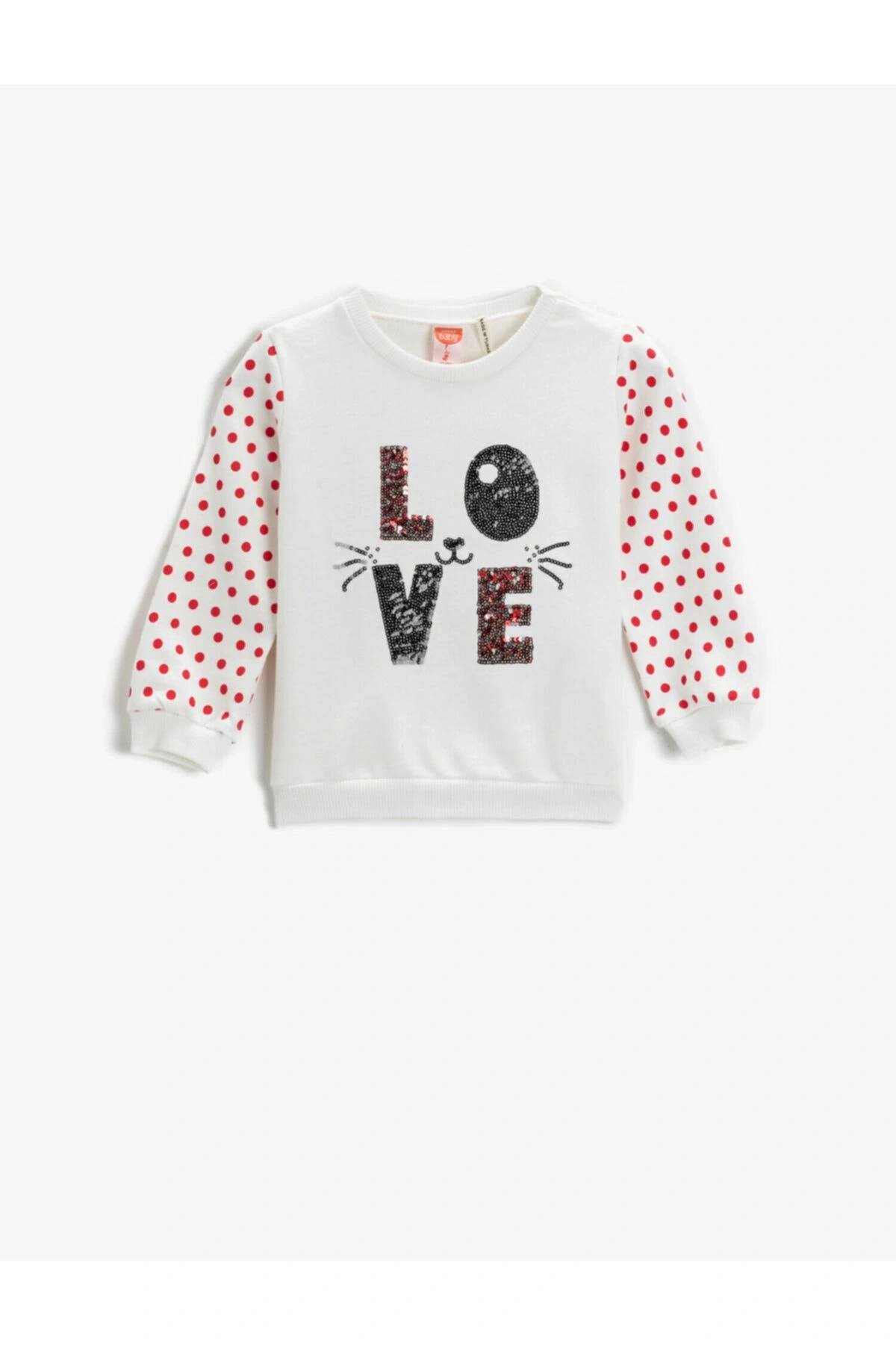 Baskılı Sweatshirt Uzun Kollu Bisiklet Yaka