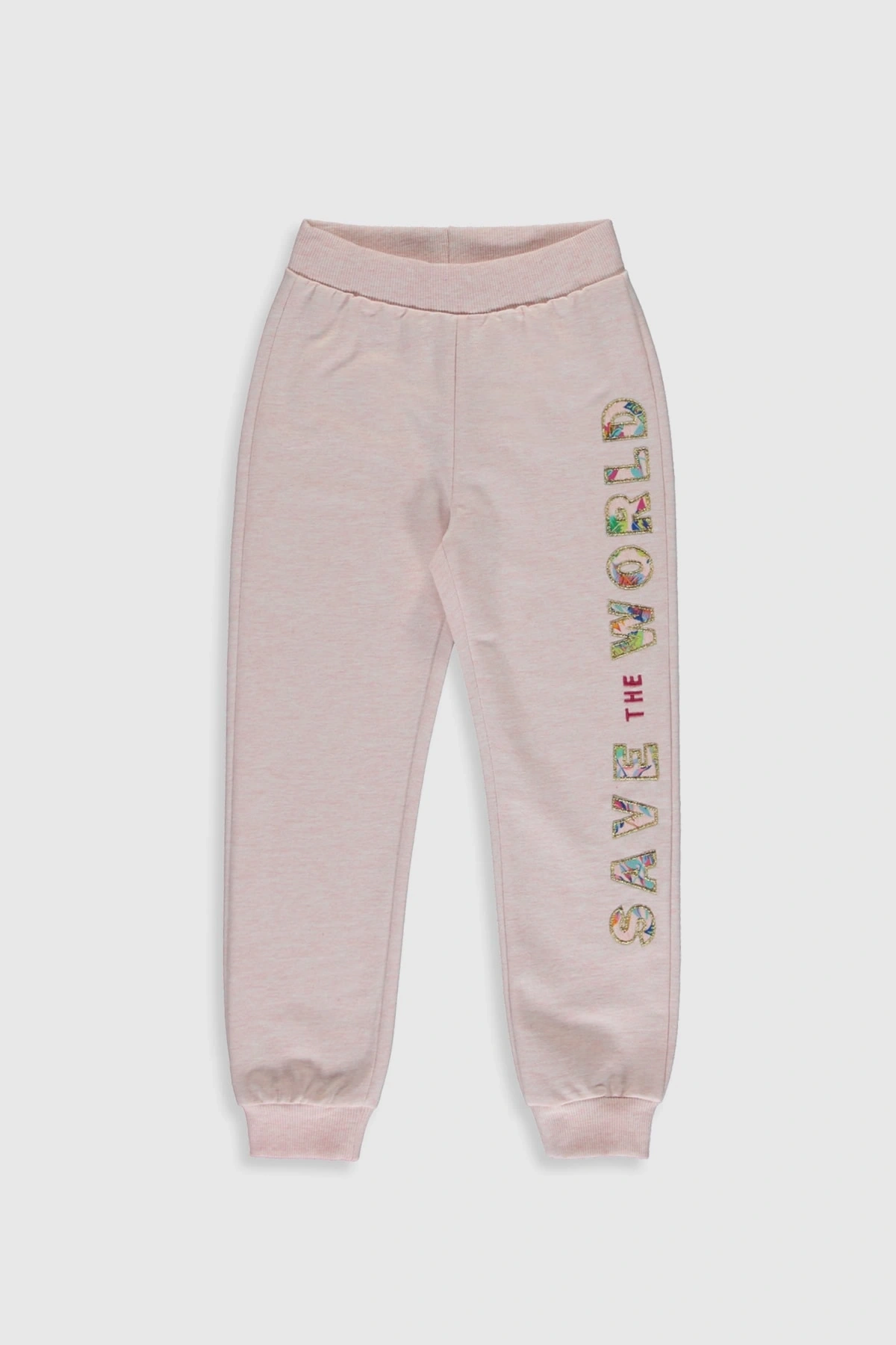 Kız Çocuk Pembe Melanj E6R Eşofman Altı