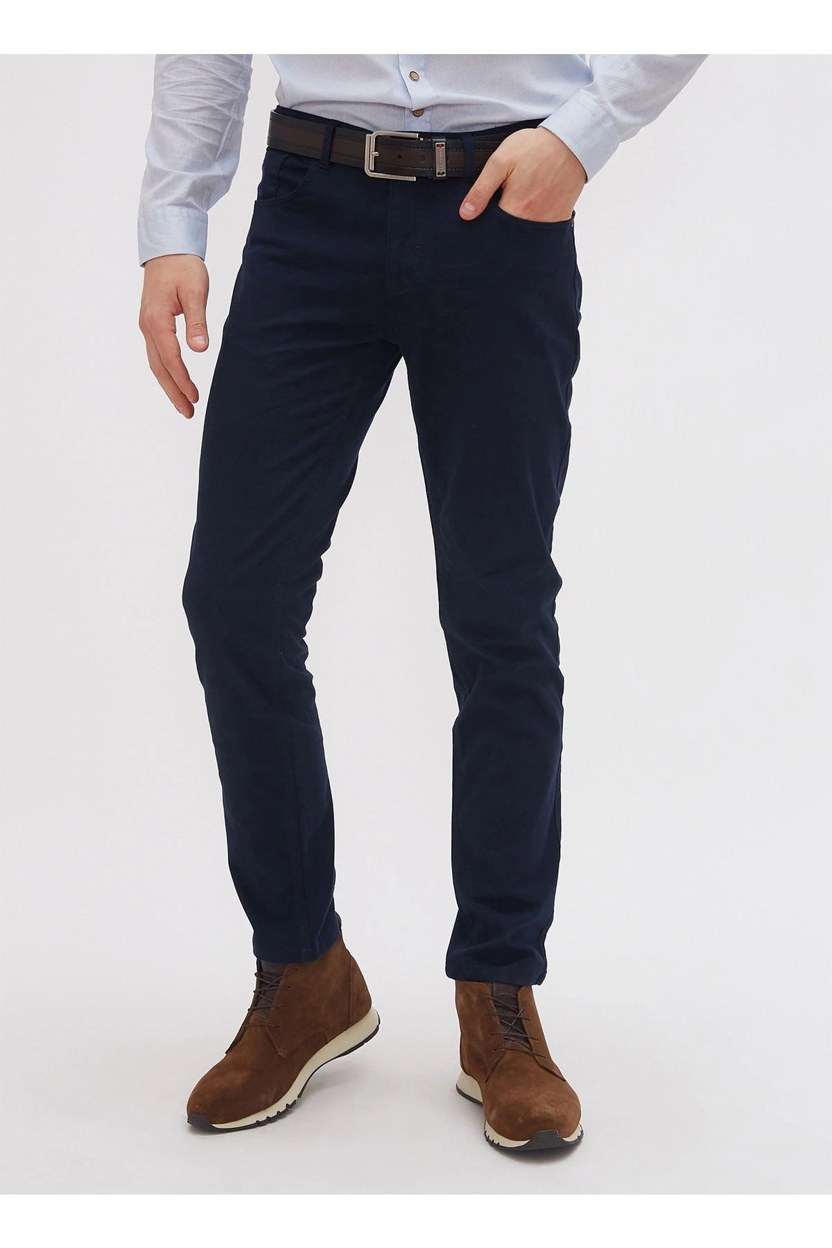 Slim Fit Düz Lacivert Erkek Pantolon