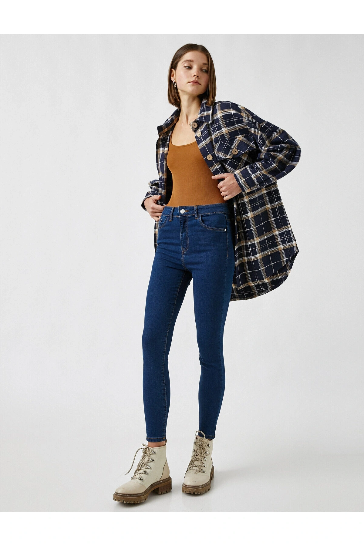 Yüksek Bel Cepli Kot Pantolon - Skinny Jean