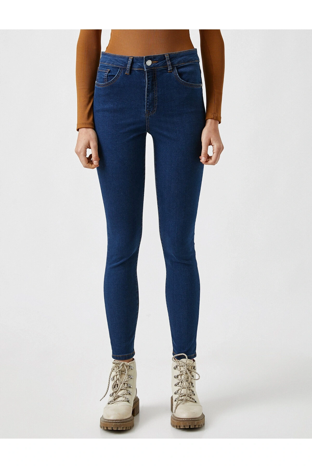 Yüksek Bel Cepli Kot Pantolon - Skinny Jean