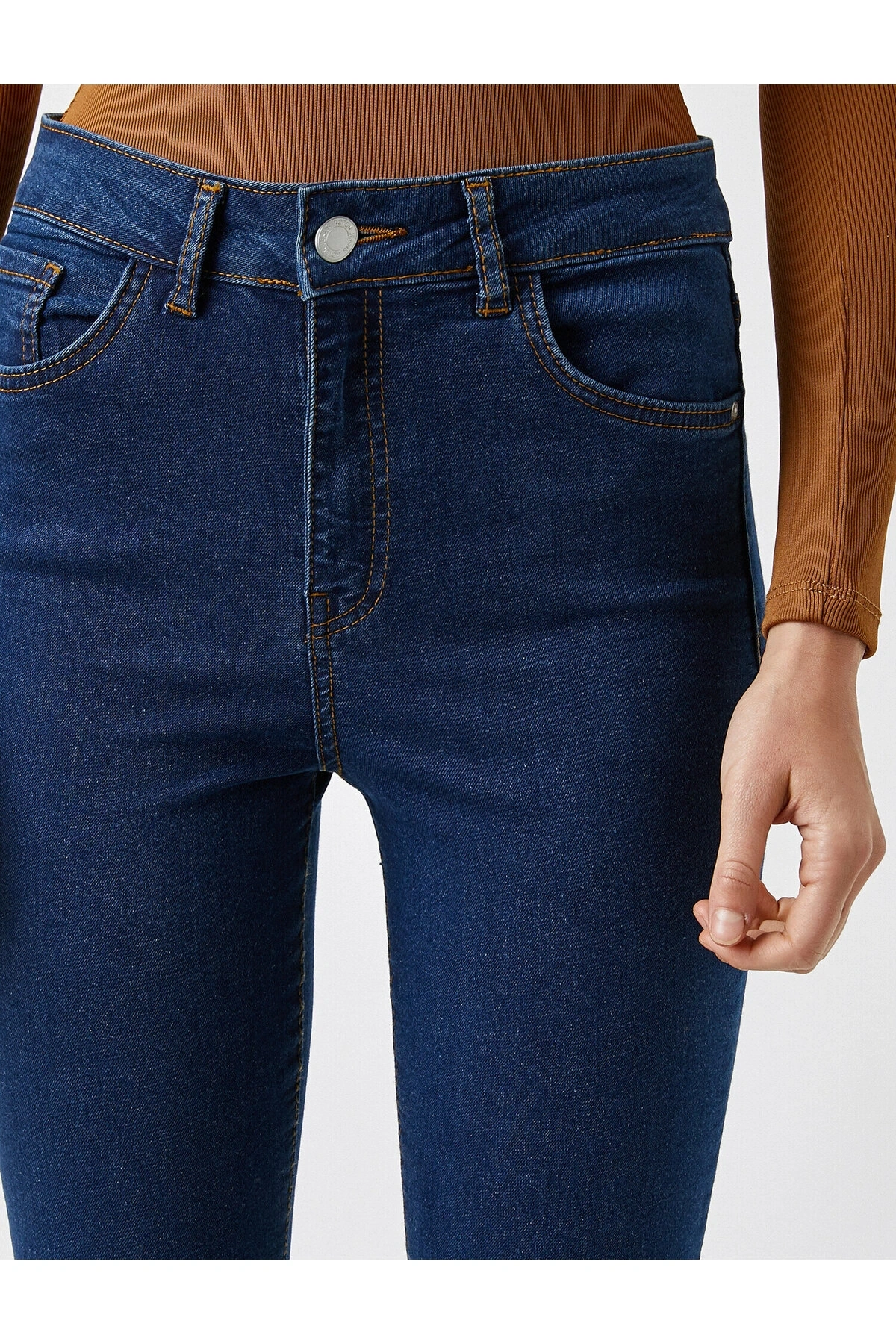 Yüksek Bel Cepli Kot Pantolon - Skinny Jean