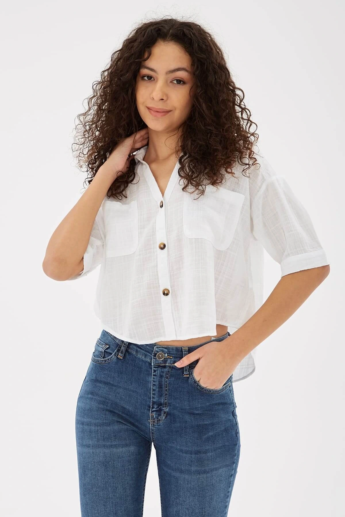 Crop Gömlek Beyaz / White