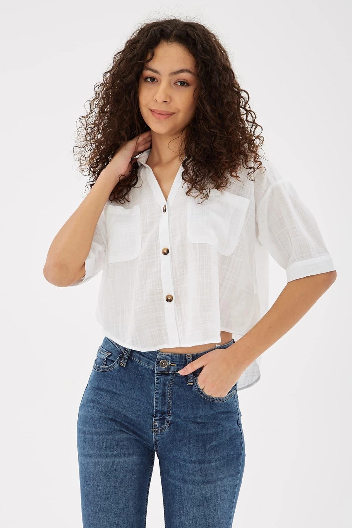 Crop Gömlek Beyaz / White