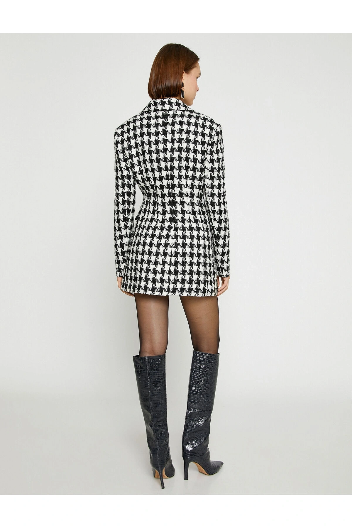Kazayağı Desenli Tüvit Ceket Elbise