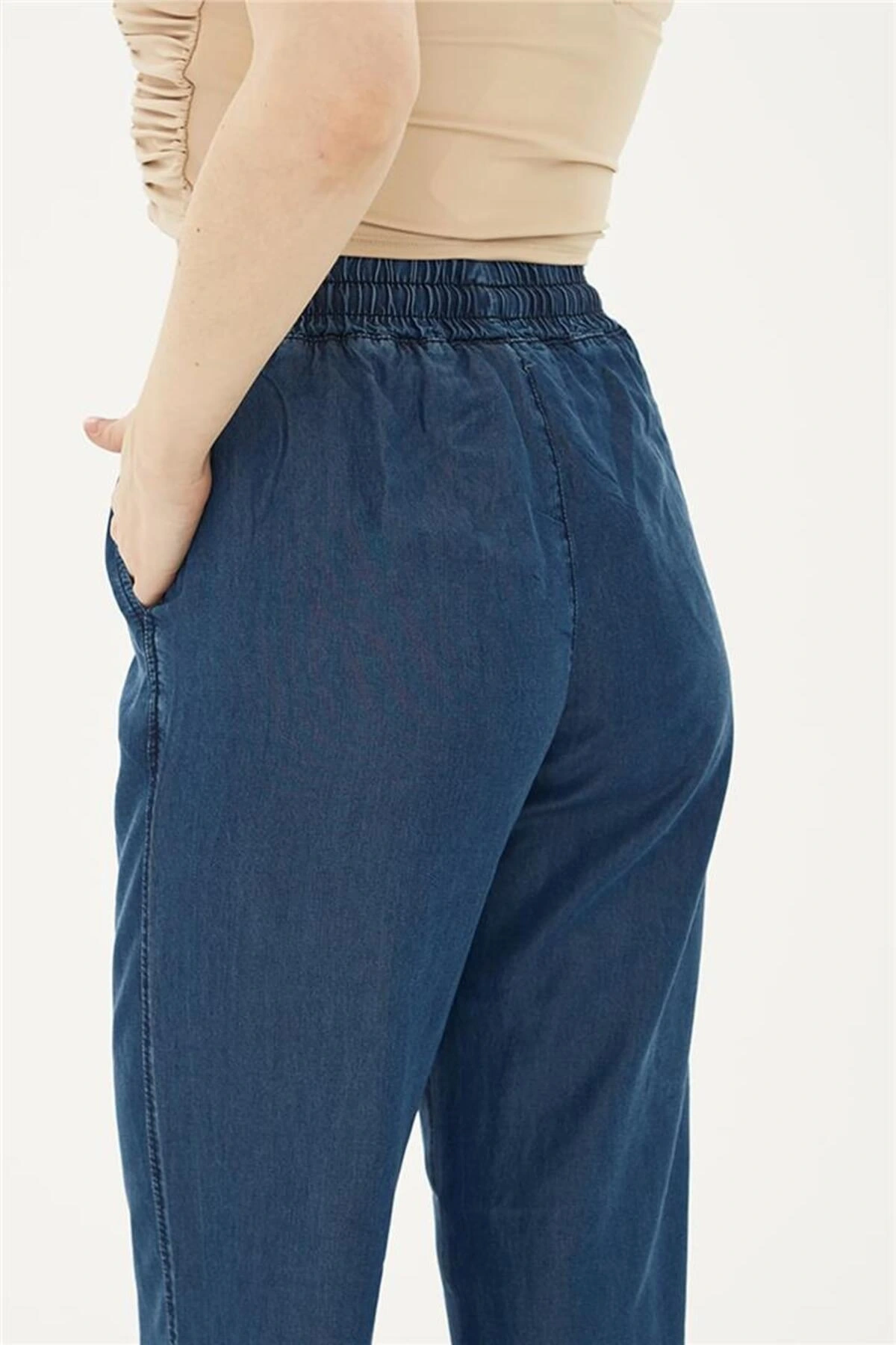 Beli Bağlamalı Denim Pantolon K.mavi / Dark Blue