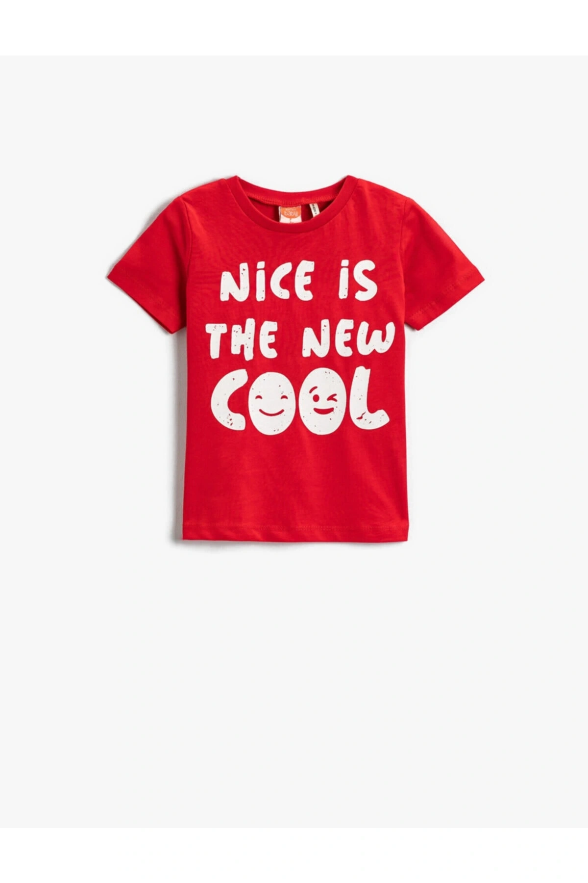 Slogan Baskılı Kısa Kollu Tişört Pamuklu