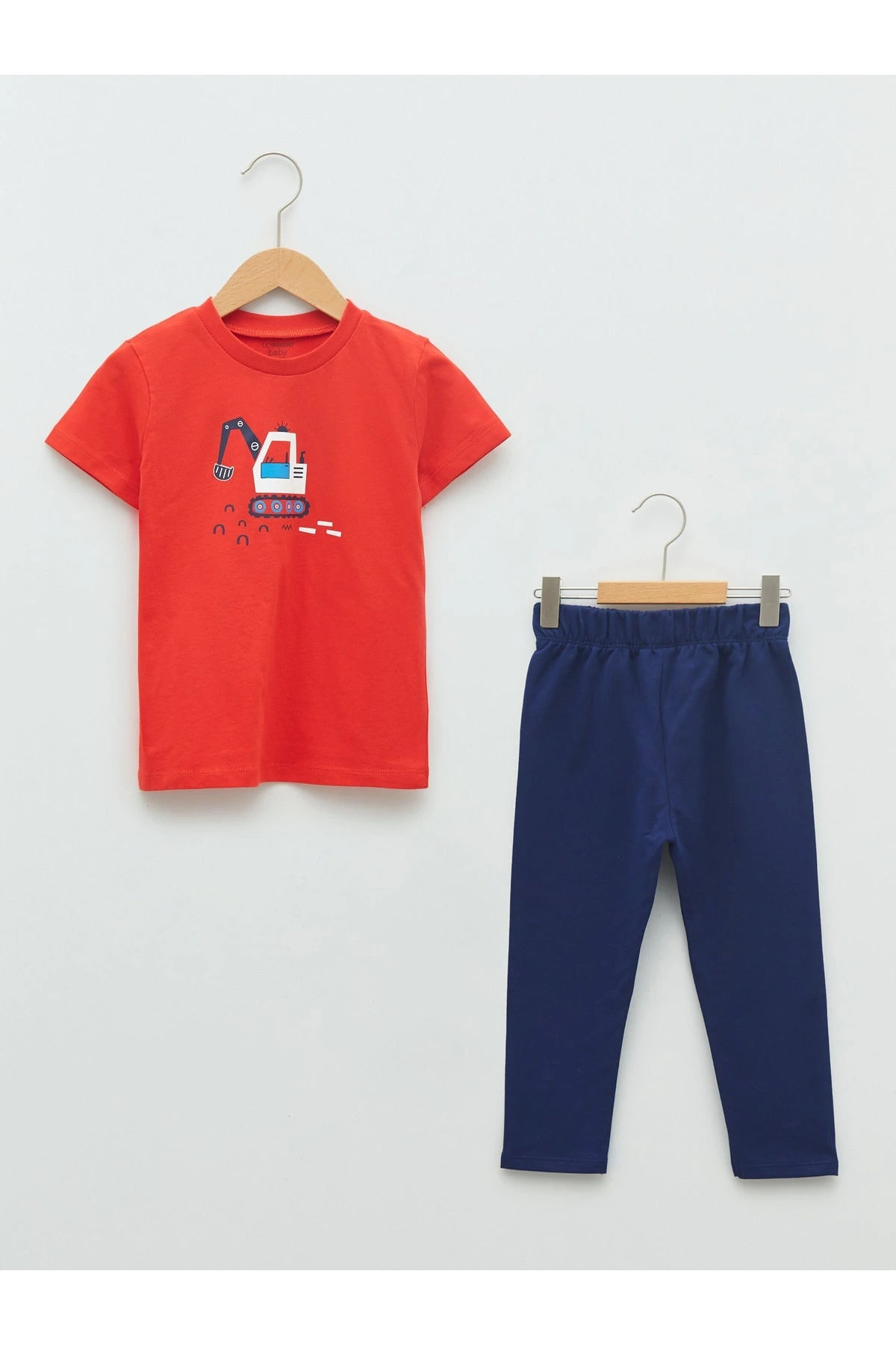Bisiklet Yaka Kısa Kollu Baskılı Pamuklu Erkek Bebek Tişört Ve Pantolon 2li Takım
