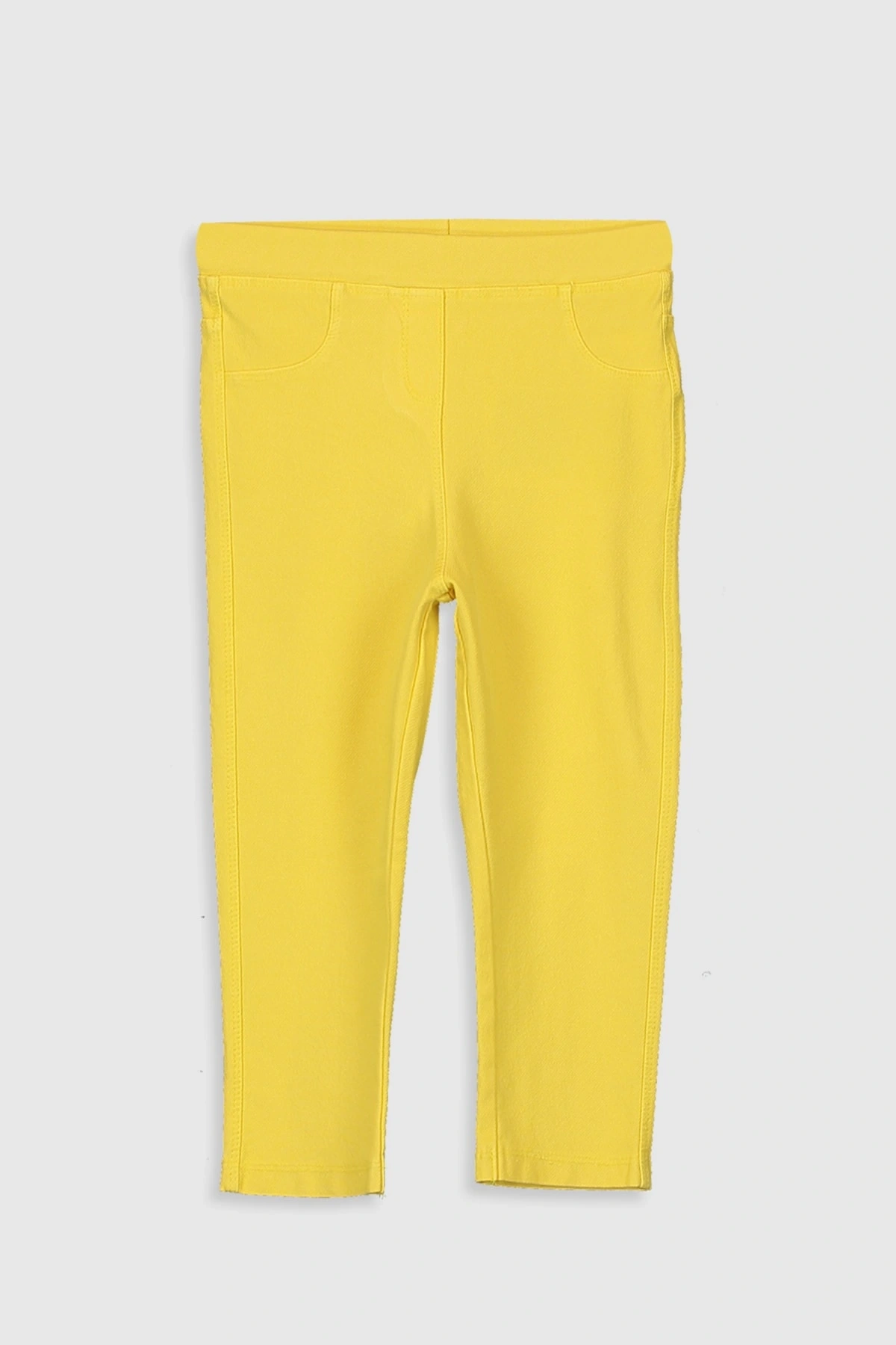 LCW Kids Sarı Beli Lastikli Denim Görünümlü Kız Çocuk Tayt