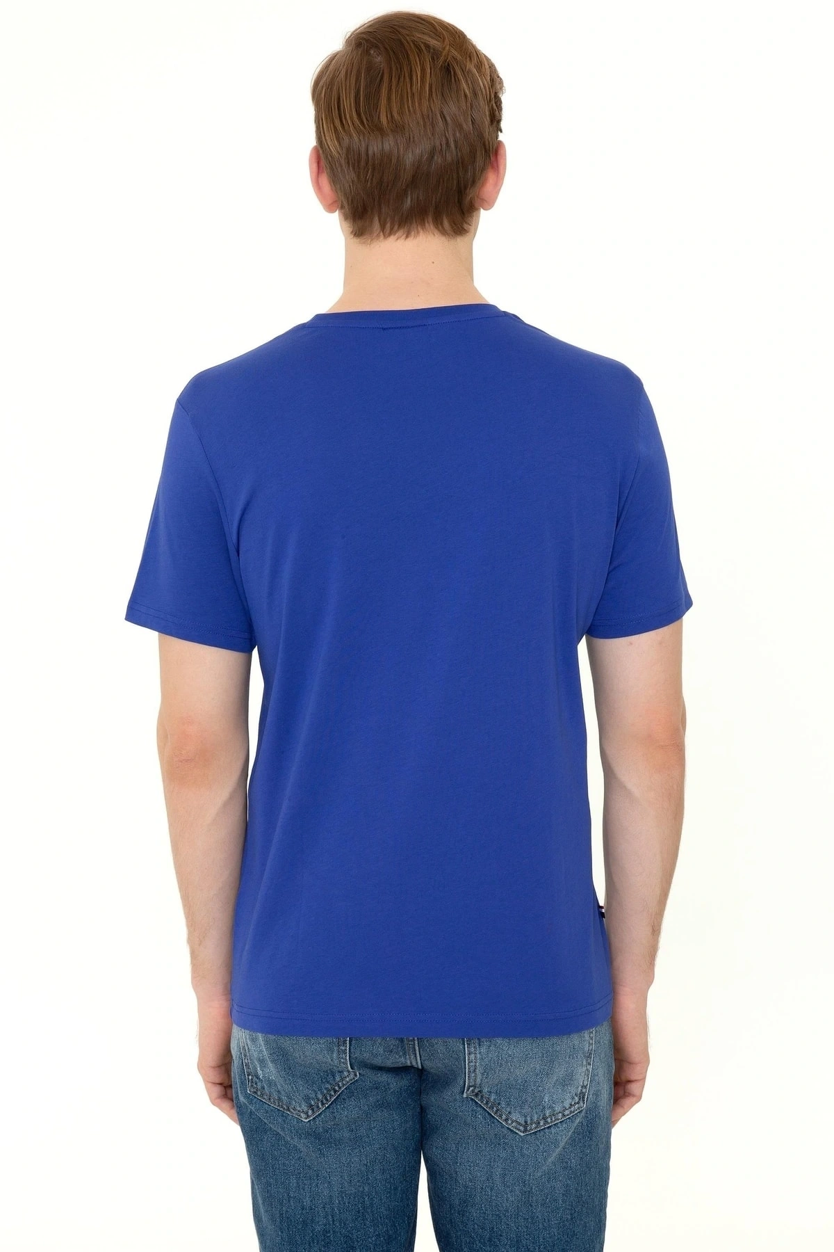 Erkek Royal Mavisi Bisiklet Yaka T-shirt Basic