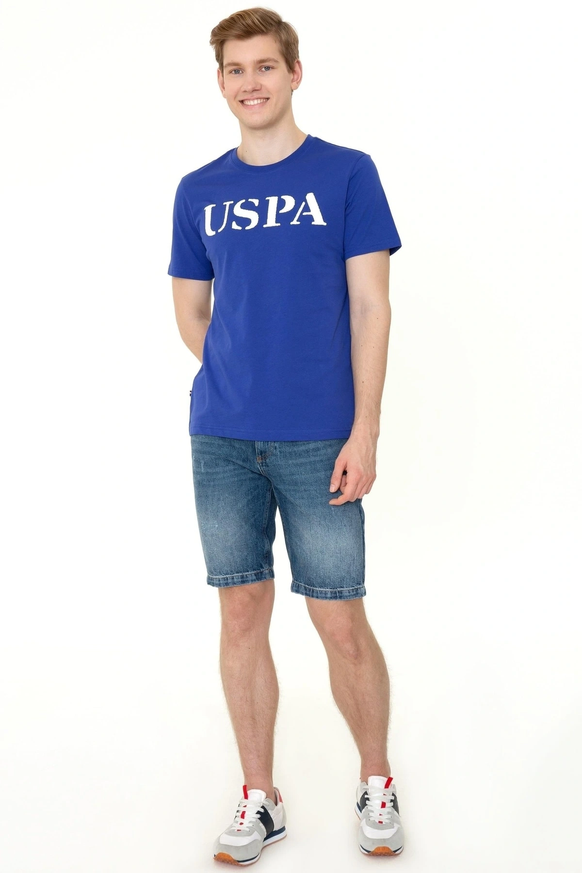 Erkek Royal Mavisi Bisiklet Yaka T-shirt Basic