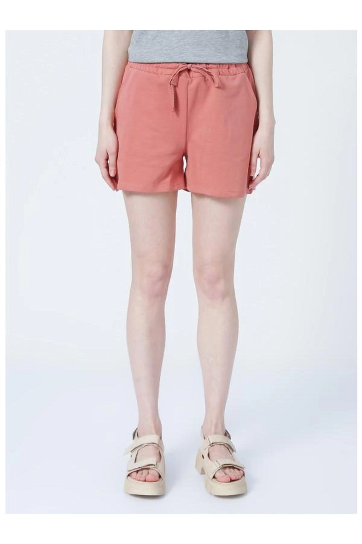 22y0655k1 Lastikli Rahat Kalıp Düz Pembe Kadın Şort
