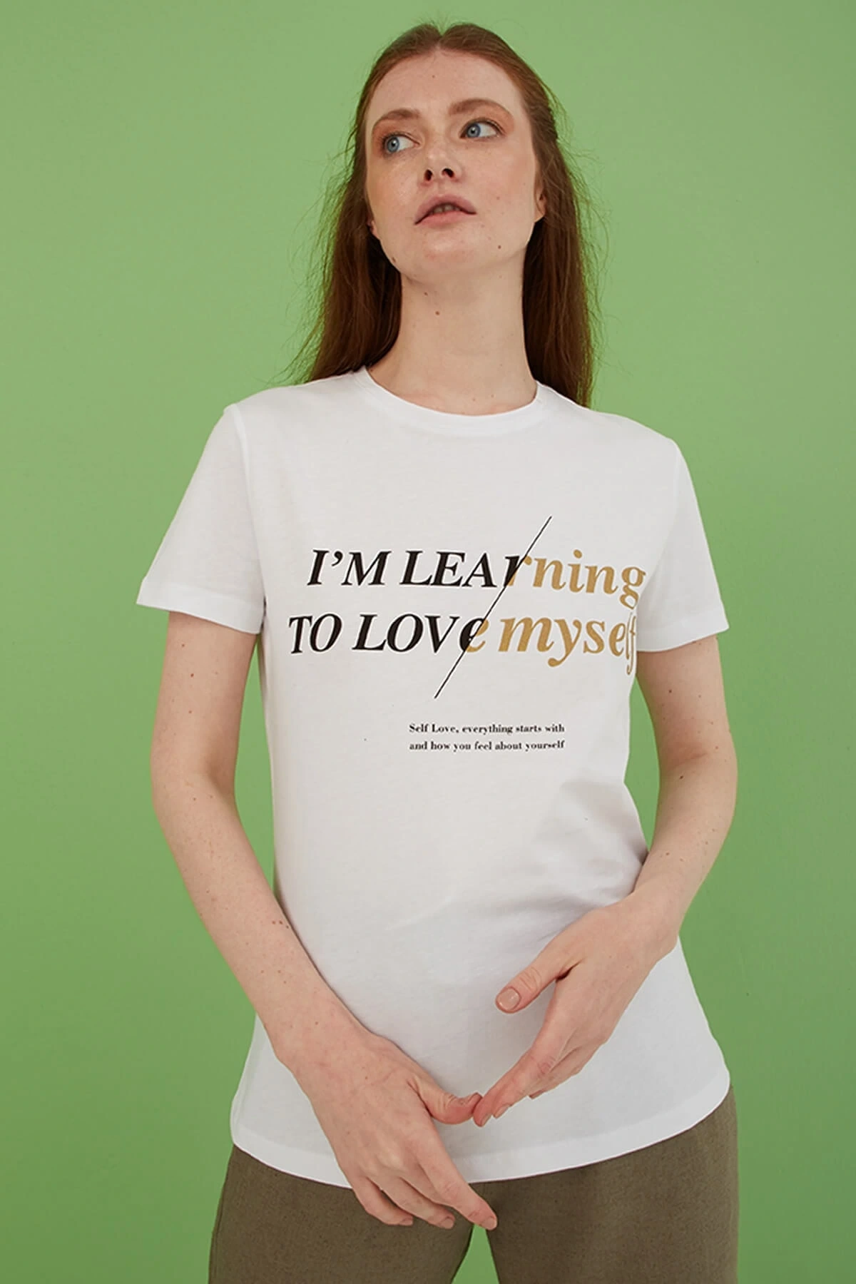 Baskılı T-shirt Beyaz